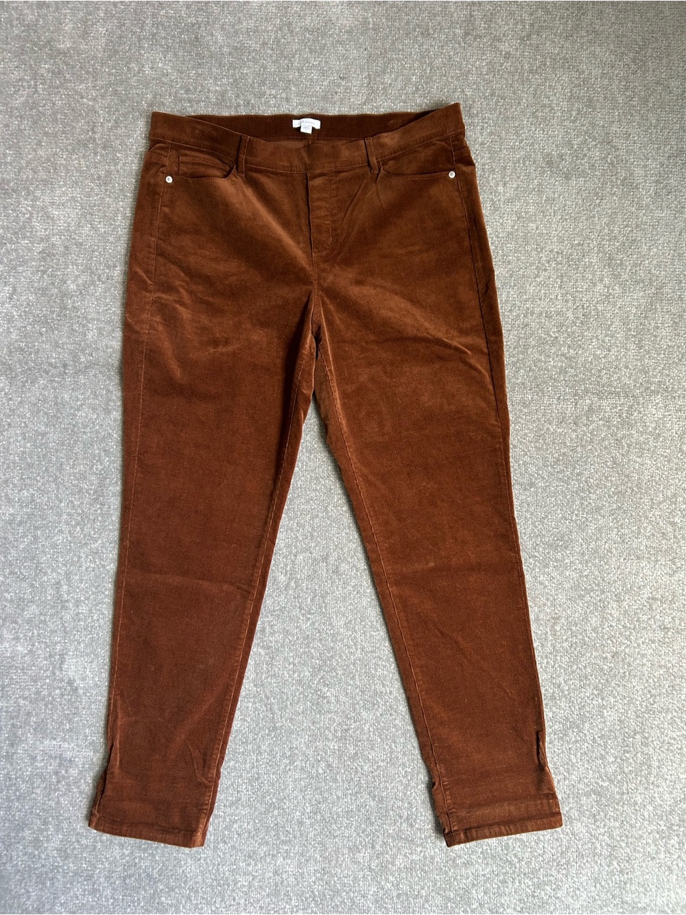 NWOT J. Jill Women’s Brown Corduroy Slim Legs Pull-on Pants, Size Large